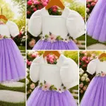 mayara fashion Girls Midi/Knee Length Party Dress (Purple, Short Sleeve)