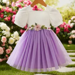 mayara fashion Girls Midi/Knee Length Party Dress (Purple, Short Sleeve)