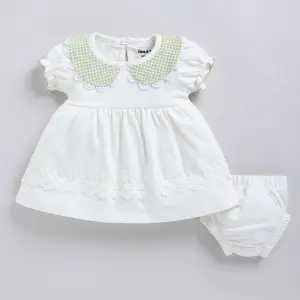 Smart Baby Baby Girls Midi/Knee Length Casual Dress (White, Half Sleeve)