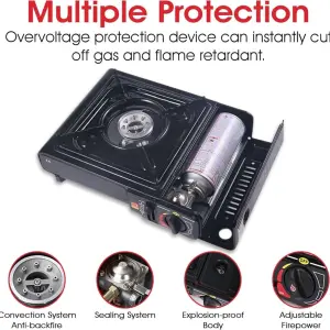 ENMORA Portable Lightweight One Burner Gas Stove ASQ19 Stainless Steel Manual Butane Gas Stove (1 Burners)