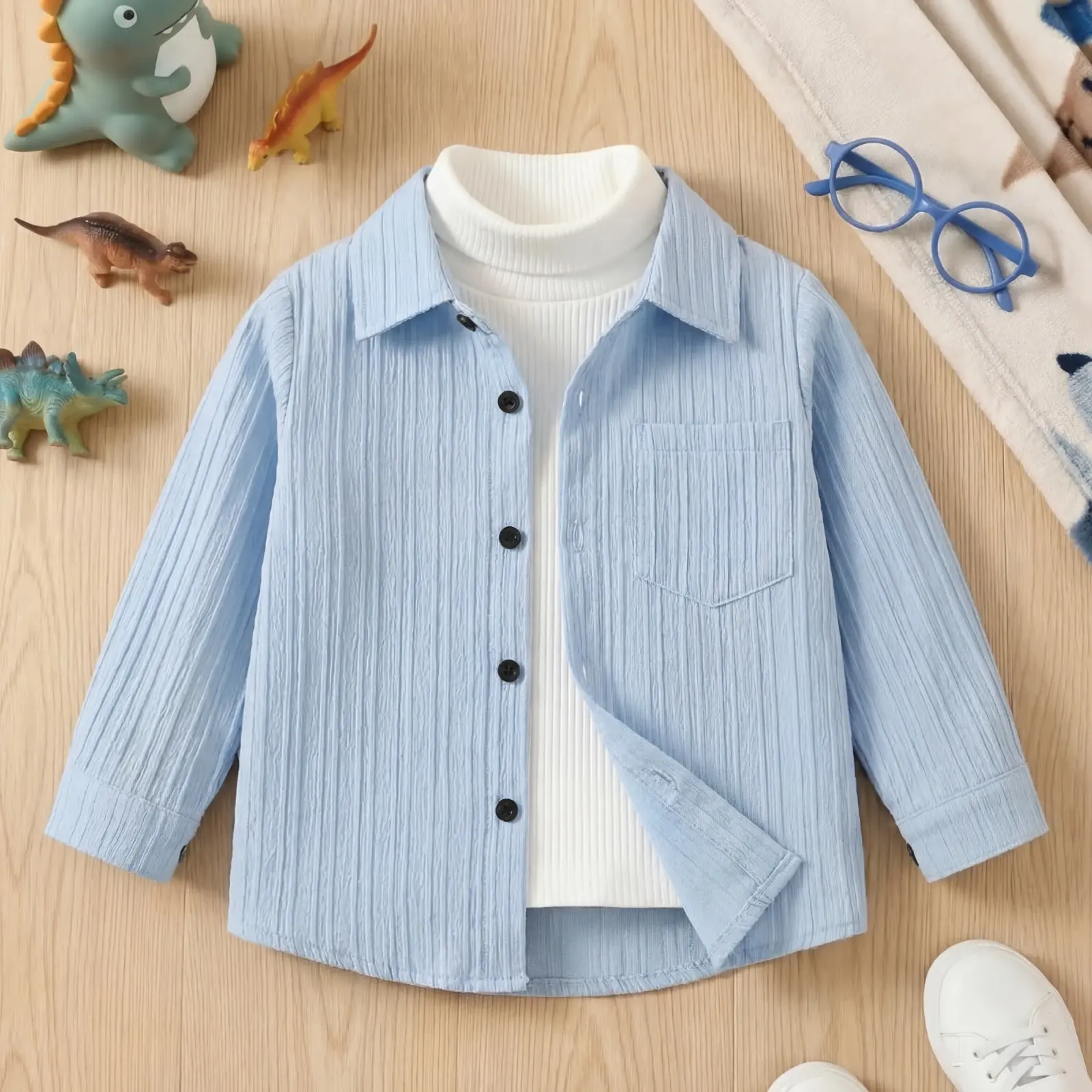 HASTITAG Boys Regular Fit Self Design Spread Collar Casual Shirt