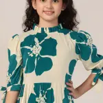 Fashion Dream Girls Calf Length Casual Dress (Green, Half Sleeve)