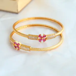 Zeraki Jewels Brass Gold-plated Bangle Set (Pack of 2)