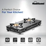 Sunflame LPG STOVE GT 2B DIAMOND BK Glass Manual Gas Stove (2 Bur...more