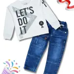 Worton Fashion Boys Party(Festive) T-shirt Jeans (White)