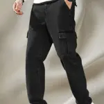 Playfeel Men Loose Fit Mid Rise Black Jeans