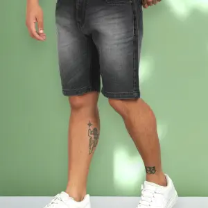 DENIM LOOK Solid Men Denim Dark Grey Denim Shorts