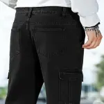 Playfeel Men Loose Fit Mid Rise Black Jeans