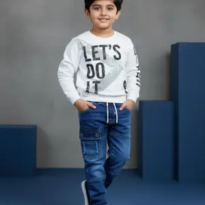 Worton Fashion Boys Party(Festive) T-shirt Jeans (White)