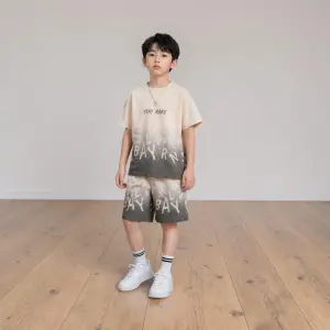 UNIDOR Boys Casual T-shirt Shorts (IVORY BROWN, Pack of 1)