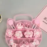 SYGA Children Girl Gift Cat Shaped Box Set Hairpin Accessories (Five Petal) Hair Clip (Pink)