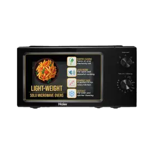 Haier 19 L Inverter Technology, Light Weight, Defrost, 5 Power Levels Solo Microwave Oven (HIL1901MBPB, Black)