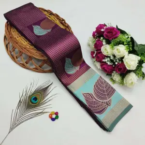 RIDDHI SIDDHII CREATION Ready to Wear Woven Kanjivaram Jacquard Saree (Multicolor)