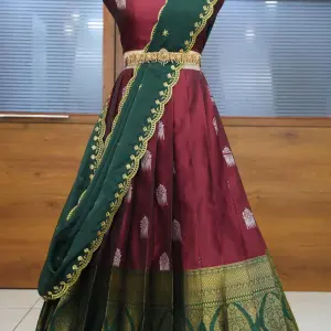 Payu Self Design Semi Stitched Lehenga Choli (Maroon)