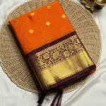 TWINKLE Woven Kanjivaram Cotton Silk Saree (Brown, Orange)