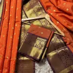 TWINKLE Woven Kanjivaram Cotton Silk Saree (Brown, Orange)