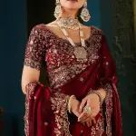 Laddu creation Embellished Bollywood Jimmy Jimmy, Silk Blend Saree (Maroon)
