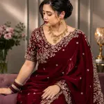 Laddu creation Embellished Bollywood Jimmy Jimmy, Silk Blend Saree (Maroon)