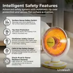 unleash Hinata 1000W Oscilating Sun Heater, 14Inch Electric Fan Room Heater for Home Carbon Room Heater