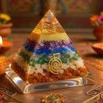 Orgonite Pyramid with 7 Chakra Crystals