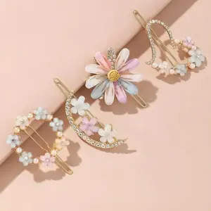 Etnico latest Korean fashion Flower Lock Hair Clip set For Women And Girls Hair Clip (Multicolor)