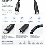 Fitgear Black Lightning to 3.5mm Headphone Jack Adapter Phone Converter (ios)