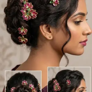 Vani fashion creations Lotus hair pin Hair Pin (Pink)