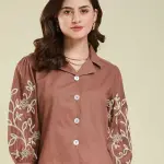 shubhjagriti Women Relaxed Fit Embroidered Casual Shirt