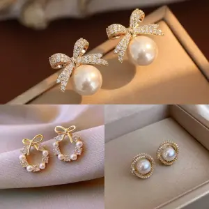 Ark Jewel Combo Pack of 3 Korean Gold Plated Stud /Earring For Women & Girls