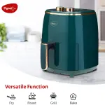 Pigeon Healthifry Manual with 360 High Speed Air Circulation Technology 1200 W with Non-Stick Basket - Green Air Fryer (4.2 L)