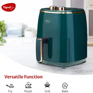 Pigeon Healthifry Manual with 360 High Speed Air Circulation Technology 1200 W with Non-Stick Basket - Green Air Fryer (4.2 L)