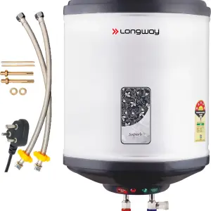 Longway 15 L Storage Water Geyser 5 Star BEE Energy Rating | Multi Safety Functions (Superb, Grey) (Grey)