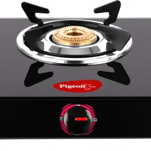 Pigeon Brunet 3 Burner Gas Stove | Auto Ignition | Toughened Glass | 2 year Warranty Glass Automatic Gas Stove (3 Burners)