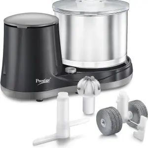 Prestige Ultima Pro Wet Grinder |200 Watts Heavy Duty Motor2 stones with 4-Way Grinding| Stainless Steel Drum | 2 Years Manufacturer's Warranty | White (Ink Blue)