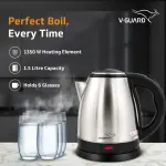 V-Guard VKS15 Stainless Steel 1350 W Electric Kettle (1.5 L, Matte, Steel)