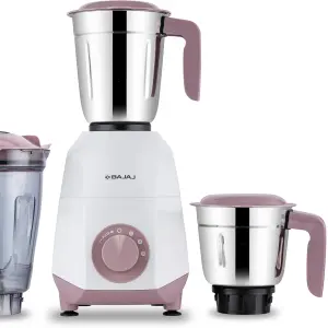 BAJAJ GX75 750 W Juicer Mixer Grinder (410644 | 4 Jars | DuraCut Blades | White/Lilac)