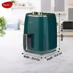 Pigeon Healthifry Manual with 360 High Speed Air Circulation Technology 1200 W with Non-Stick Basket - Green Air Fryer (4.2 L)