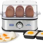 KENT Super Egg Boiler, Stainless Steel Body & Heating Plate Automatic Turn-Off 116069 Egg Cooker (Silver, Black, 6 Eggs)