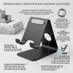 LifeLily Aluminum Mobile Phone Stand for Table, Adjustable Desk Holder Pack of 2 Mobile Holde