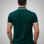 ALIFORNIA Men Printed Polo Neck Cotton Blend Dark Green T-Shirt