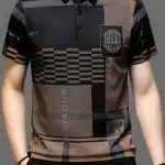 TAZO Men Printed Polo Neck Cotton Blend Black T-Shirt