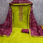 kritanya creation Unstitched Cotton Blend Kurta & Churidar Material Embroidered