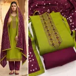 kritanya creation Unstitched Cotton Blend Kurta & Churidar Material Embroidered